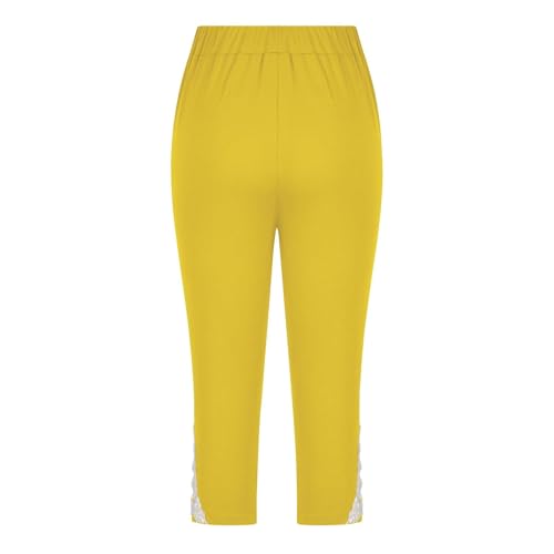 Girls Lace Trim Leggings 3/4 Length Capri Pants High Waist Stretchy Yoga Cropped Bottoms Lightweight Tights Trousers4