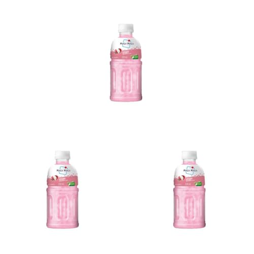 Image of Mogu Mogu Lychee Juice Drink with Nata de Coco Jelly 320ml | Refreshing Tropical Thai-Made Sip & Chew Beverage (Pack of 3)