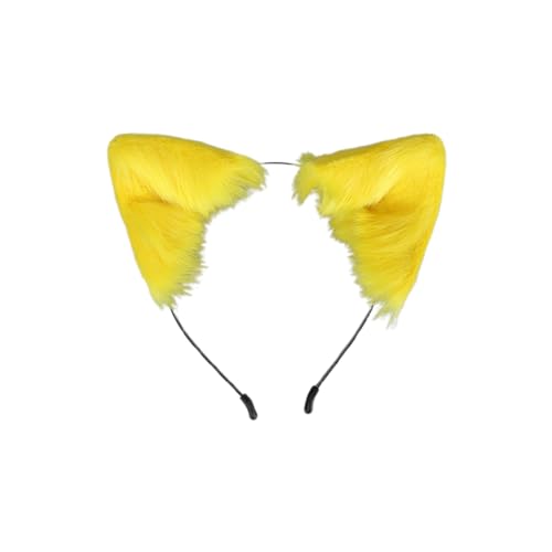 Generisch Elegante diadema con orejas de gato para cosplay, accesorio para mujeres, niñas, carnaval, Halloween, fiesta, fiesta festiva (amarillo, talla única)