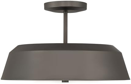 Minka-Lavery 12625-868 Trellwyn 15" 3-Light Semi-Flush Mount - Plated Dark Bronze with Etched White Glass
