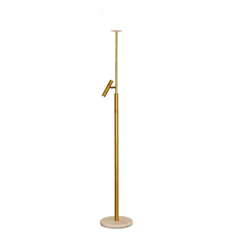 Lampada da Terra Salotto Piantana da Terra Lampada Da Terra In Ferro Nordico Con Faretto Piccolo Lampada Da Terra Con Paralume In Vetro Rotondo Lampada Da Terra Con Base In Marmo Per Soggiorno Lampade