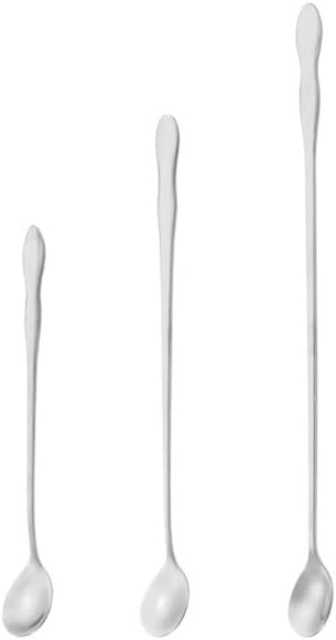 Silverware Flatware Set, 3/12/18/24/30/36 Pieces Stainless Steel Ice Spoon Creative Extended Handle Sharp Spoon Coffee Stirring Spoon Ice Cream Spoon Seasoning(Silver,36 Pieces for 12)
