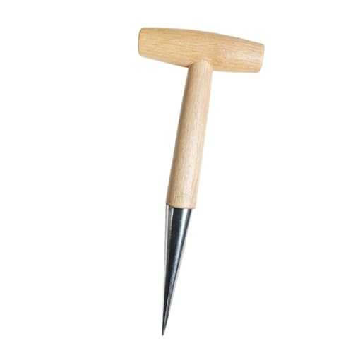 NUOBESTY Pflanzwerkzeug Gartenlochstanzer mit Holzgriff Gartendibber Pflanzholz zum Graben und Säen Robustes Gartenwerkzeug für Umpflanzen und Blumenzwiebeln
