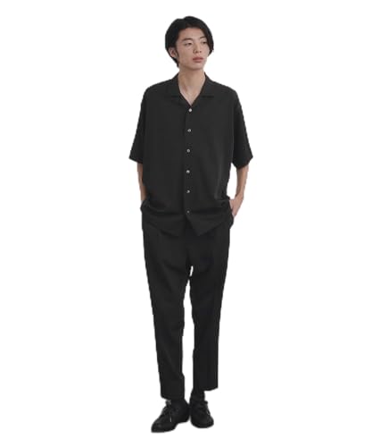 [ティーケー タケオキクチ] スーツセット 【暑い夏に最適!】 ルーズトロミシャツセットアップ/上下2点セット/接触冷感/ストレッチ/洗える/オープンカラーシャツ/ワイドテーパードパンツ 17065144 メンズ ブラック(019) 02(M)