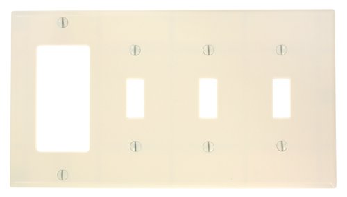 Leviton P326-T 4-Gang 3-Toggle 1-Decora/GFCI Device Combination Wallplate, Light Almond
