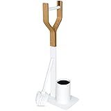 Libaro WC-Garnitur - TRIEST - Stand Toilettengarnitur - WC-Bürste in weiß - Papierrollenhalter aus Holz - Toilettenbürste - mit Kunststoffeinsatz