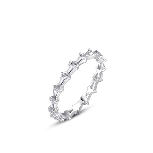 Bague en argent 925 précieux style bambou et ses zircons éclats trapèzes
