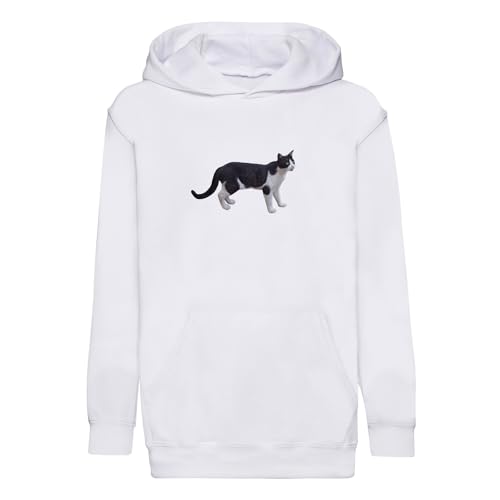 Sweat à capuche enfant chat noir et blanc en coton premium pour un confort au quotidien