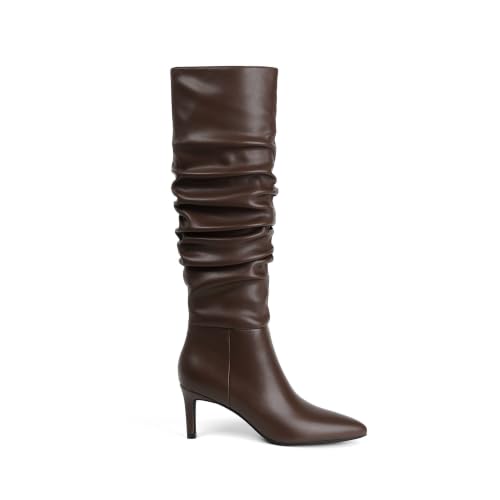 Image of Easyfox Knee High Boots Women Pointed Toe Stiletto Heel Tall Boots | Side Zipper,3 In Stiletto Heel,Fall Spring Winter Fashion Dress Tall Boots,Evening Bridal office Long Boots