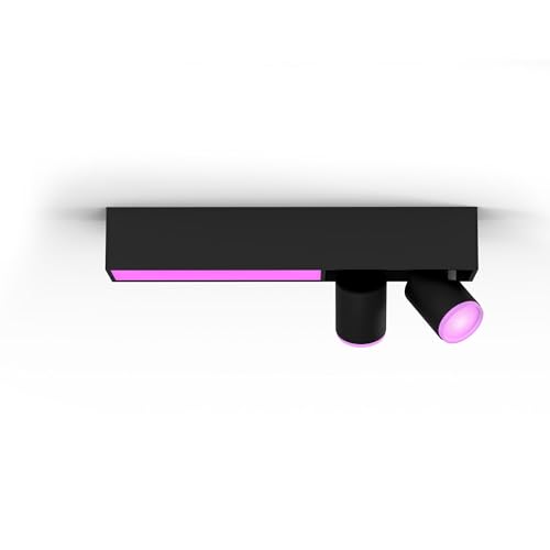 Philips Hue Centris, Faretti da soffitto, 2 luci, Nero | Luce bianca o colorata, Dimmerabile, 16 milioni di colori, Controllabile tramite app, Compatibile con Amazon Alexa