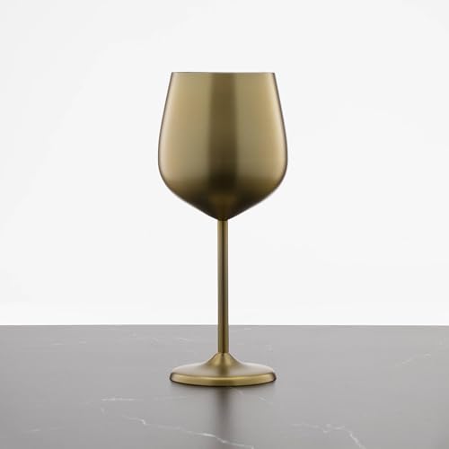 Cambridge EW002CBGLDDS Silversmiths 4 Piece Set Of 18 Oz Brushed Gold All Purpose Single Wall Wine Glasses thumb #5
