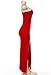 PRIMODA Women's Spaghetti Strap Bodycon Maxi Dress Long Formal Thigh-high Slit Club Wedding Guest Dress(Red M)