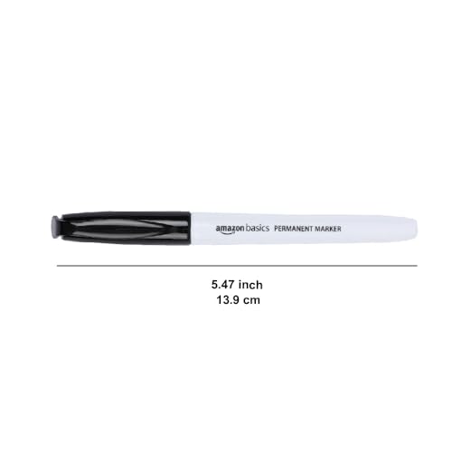Image of Amazon Basics Fine Tip Permanent Markers for Writing, Drawing, Quick Drying, Office, School, and Home Use, Black, 12 Pack