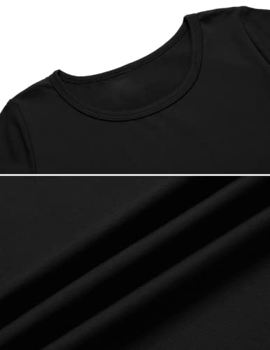 Boyoo Baby Toddler Girls Cotton Dress Black Short Sleeve Crew Neck A Line Pure Color Casual T Shirt Dress #TOP4