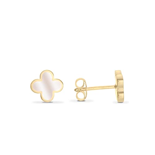 Ohrstecker Kleeblatt Perlmutt 925 Silber vergoldet