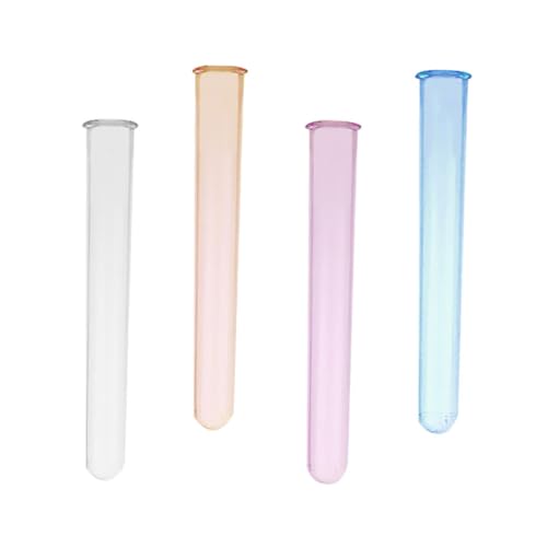 SOESFOUFU 4pcs Acrylic Test Tube Cocktail Test Tubes Test Tube Vases Round Bottom Test Tubes Test Tubes with Caps Mini Test Tubes Liquid Storage Containers Laboratory Test Tubes Plastic