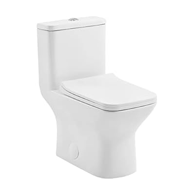 Swiss Madison SM-1T256 Carre One-Piece Toilet, Square Toilet, Dual-Flush Toilet 1.1/1.6 gpf, Modern Toilet, Toilets for Bathrooms, Glossy White