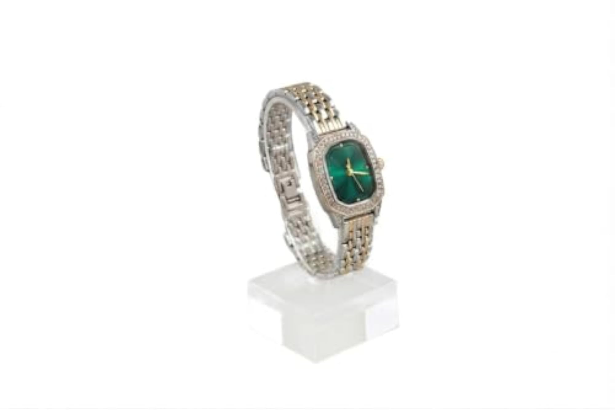 Women's Two-Tone Bracelet Watch with Crystal-Studded Bezel