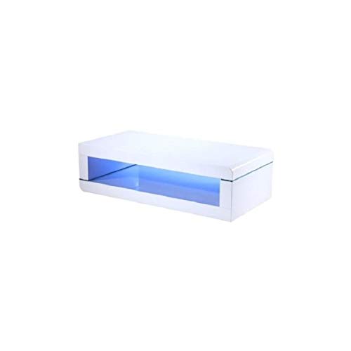 Générique Luz Table Basse 120cm laqué Blanc Brillant avec LED Multicolore
