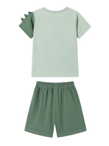 Image of HILEELANG Toddler Boy Summer Outfit Set 2 Piece Short Sleeve T Shirt and Short Soft Breathable Cotton Clothing Sets 2-7T