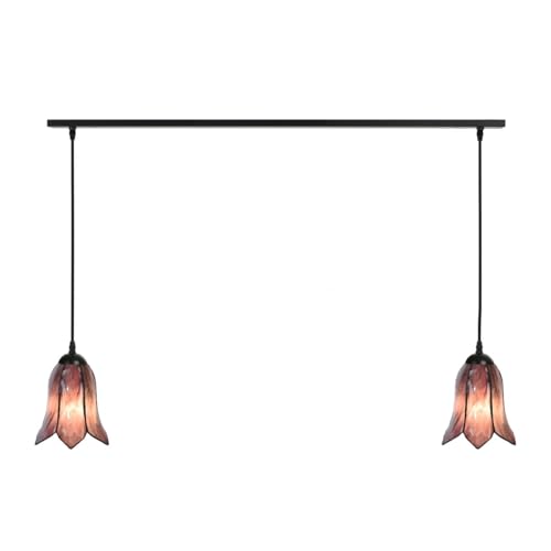 Lampe Gentian Purple Tiffany sur poutre de plafond Art Deco Trade - Duo de luminaires rétro