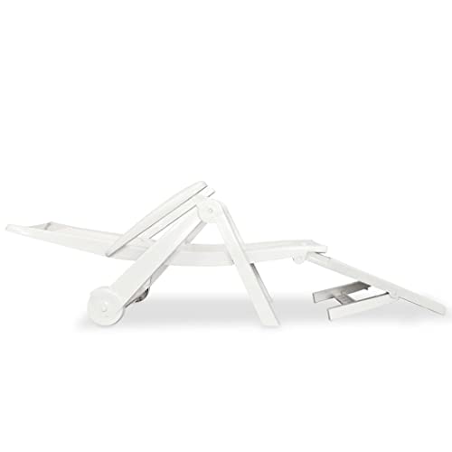 Vidaxl Patio Lounge Chair, Outdoor Chaise Lounge Chair With Adjustable Backrest And Footrest, Folding Sunlounger, Sunbed For Yard Porch Balcony, White #TOP1