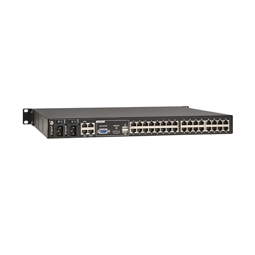 Image of Eaton 32-Port Rack KVM Over IP Switch, Cat5 /Cat5e, Virtual Media Connection, 2 Remote /1 Local User, Free Software, VGA or HDMI KVM, 1U Rackmount, TAA Compliant, 3-Year Warranty (B064-032-02-IPH)