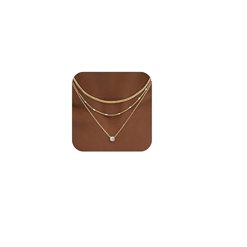 WomenGifts Layered Gold Necklaces for Women, 14K Gold Plated Dainty Cute Pendant Necklace Jewelry Set, Chunky Stackable Cuban Chain Choker Collar, Trendy Waterproof Non Tarnish Jewelry Gift for Mom