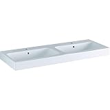 Keramag iCon Doppelwaschtisch 1200x485 mm mit Hahnlöchern und Überlauf