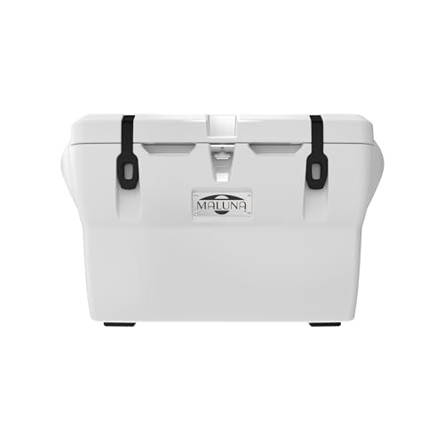 Maluna 50 Quart White Hard Cooler | Rotomolded | Insulated Portable Ice Chest Box for Drinks, Beverages, Beach, Camping, Picnic, Hunting, Fishing, Boating | Made in USA