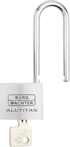 Burg-Wächter Vorhangschloss, Vorhängeschloss mit Schlüssel, 6,9 mm Bügelstärke, massives Aluminiumschloss, Innenwerk rostfrei, Gehärtet, Alutitan 770 HB 40 65 SB