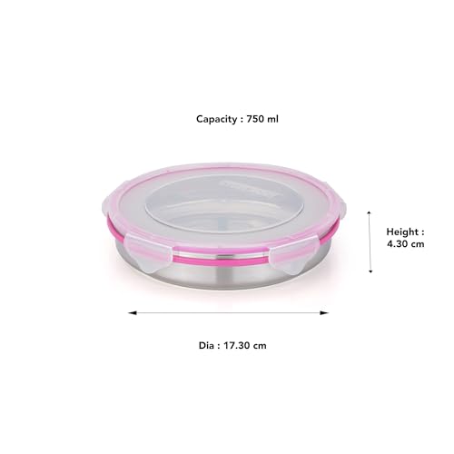 STEELLOCK Stainless Steel Airtight Container with Lid | Leakproof, BPA-Free, Durable Kitchen Storage | Multipurpose Food Storage Containers for Kitchen | SL-1500-set of 2, 750ml each, Pink