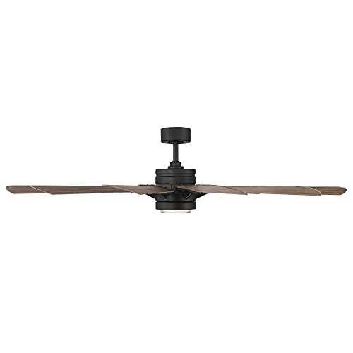 Wyndmill Smart Indoor And Outdoor 12-Blade Ceiling Fan 65In Matte Black/Barn Wood 3000K Led Light Kit And Remote Control Works With Alexa And Ios Or Android App #TOP2