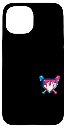 野球 ドリップ アイスクリーム ドリップ ホームプレート 野球選手 スマホケース iPhone 15 用