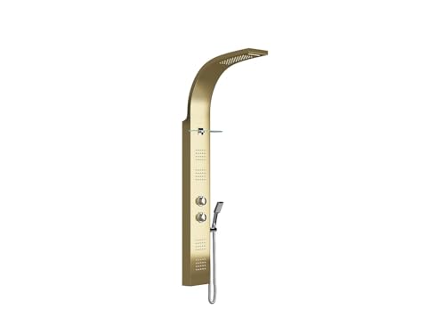Vente-unique - Colonne de douche hydromassante thermostatique - Dorée - 45 x 150 cm - JOSTA