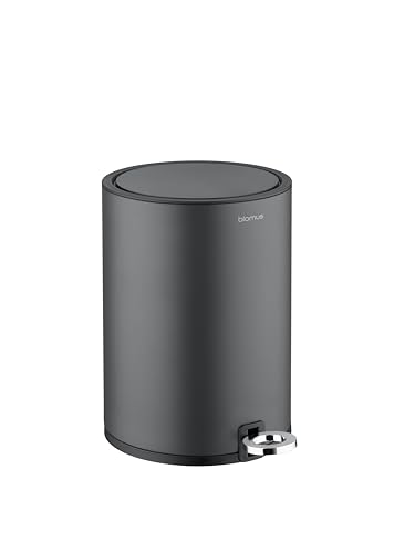 blomus Kosmetikeimer -SINO- Mülleimer 3 Liter | Anthrazit | 20L x 20B x 26H cm | Treteimer mit Absenkautomatik | Mülleimer mit Innenbehälter aus Edelstahl