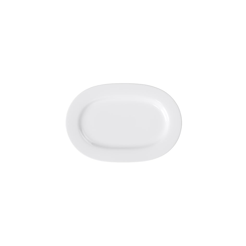 Villeroy & Boch Royal ovale Platte, elegante Servierplatte mit erhöhtem Rand aus hochwertigem Premium Bone Porzellan, spülmaschinenfest, 34 cm