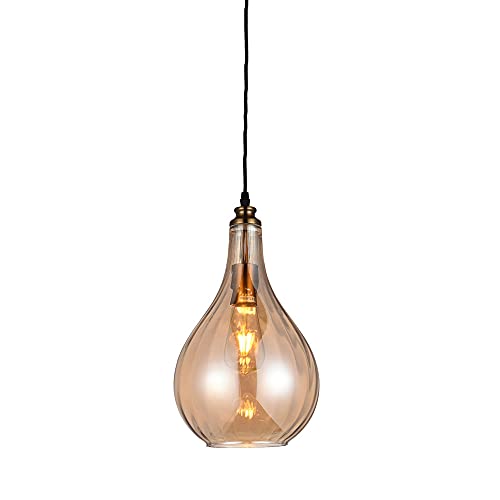 Lustre suspendu en verre cognac NAMFHZW E27 luminaire reglable pour cafe