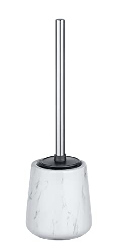 WENKO Escobillero WC Adrada cerámica - Escobillero para el inodoro con escobilla de silicona, Cerámica, 12 x 39 x 12 cm, Blanco