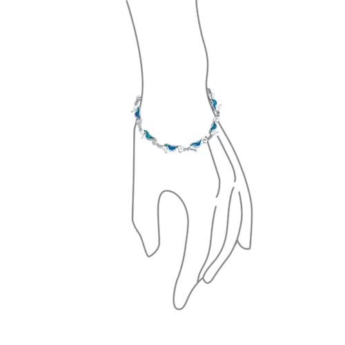Bling Jewelry JF-A40273K5 Nautical Seahorse Blue Created Opal Charm Link Bracelet thumb #1