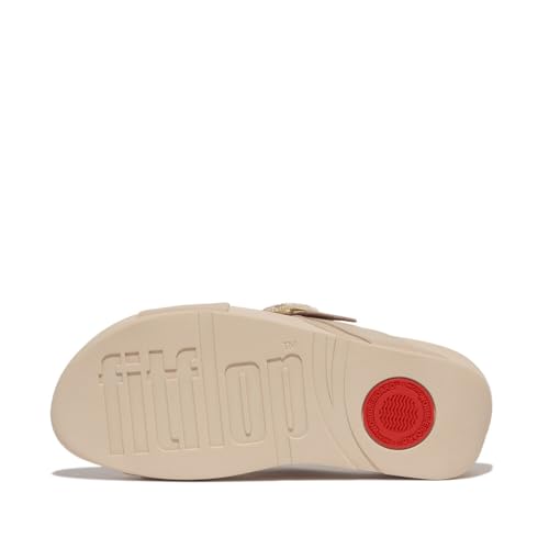 Image of FitFlop Lulu Crystal-Buckle Leather Cross Slides