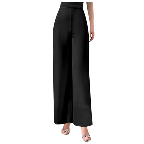 Pantalones de traje para mujer con cintura alta elástica de gasa 1