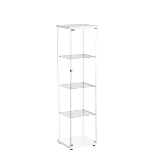 AUFHELLEN Glasvitrine Standvitrine in Weiß, 164x42.5x36.5CM Modern Glas Vitrine Vitrinenschrank mit 4 Böden aus ESG für Sammlerstücke Bücher Wein