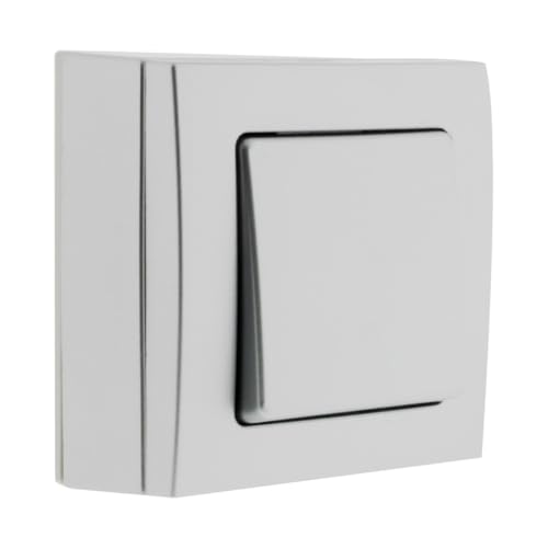 Zenitech - Interruptor de Conmutador 10A Superficie - Borne Automático - Aparato Sin Tornillos, Instalación Agujeros Oblongos - Compatible con Molduras Estándar - Mecanismo Desmontable - Gris