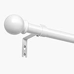 PeSenp Curtain Poles 87-243cm, 16mm Diameter Curtain Rod with Round Finials, Small Curtain Poles for Eyelet Curtains, White Metal Curtain Pole Includes Brackets & Fittings Set