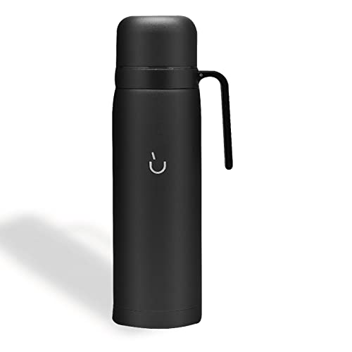 BALIBETOV Termo Mate de Acero Inoxidable para Viajes, Oficina, Aire Libre - Termo con Pico Matero (1 litro) (Negro, 1 L)