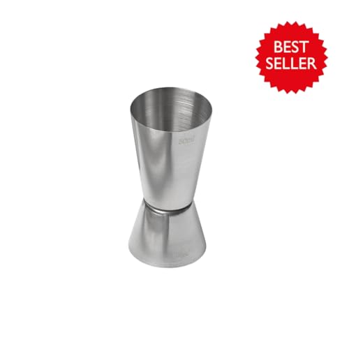 Tala Stainless Steel Cocktail Jigger - Dual Spirit Measuring Cup for Home Bar - Single & Double Shot Measure, 25ml & 50ml, Silver