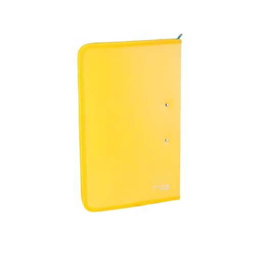 Image of Worldone Zipper Display Book Folder for Documents, with Name Card, Made of 0.8mm Virgin PP Material with 20 Bound Plastic Binder Sleeves, Size FC (fullscap), Radiant Yellow, Set of 1