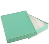 RJ Displays 25 Pack Teal Blue Robin Egg Color Cardboard Paper Cotton Filled Jewelry Box Necklace, Belt Buckle, Pendant, Brooch, Bracelet, Bangle, anklet -Size 5.25' X 3.75' X 1'
