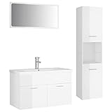 ❀ El conjunto de muebles consta de un armario de lavabo, un armario alto, un lavabo empotrado y un espejo.